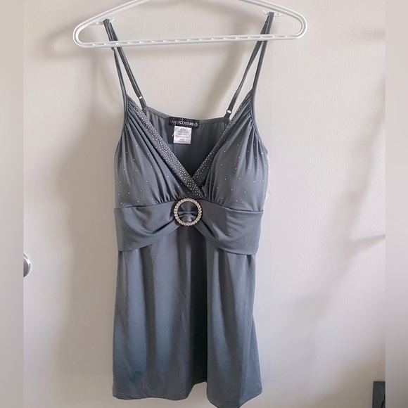 Y2K bustier tank!! Beautifully sparkles with a tint of navy blue - Picture 1 of 1